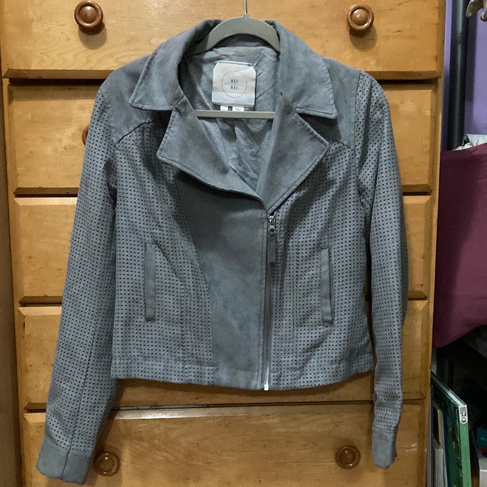 Gray Vegan Suede Jacket